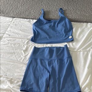 Blue Lululemon Sports Bra and Shorts Set